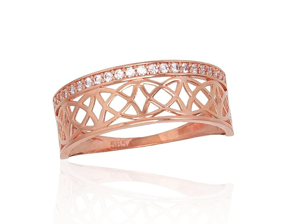 Kuldsõrmus #1100836(Au-R)_CZ, Punane Kuld 585°, Tsirkonid - Premiumkellad