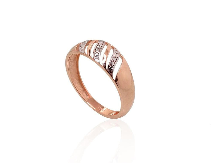 Kuldsõrmus #1100866(Au-R+PRh-W), Punane Kuld 585°, roodium (kate) - Premiumkellad