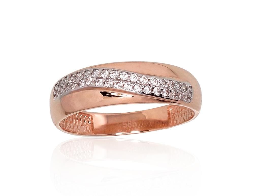 Kuldsõrmus #1100881(Au-R+PRh-W)_CZ, Punane Kuld 585°, roodium (kate) , Tsirkonid - Premiumkellad