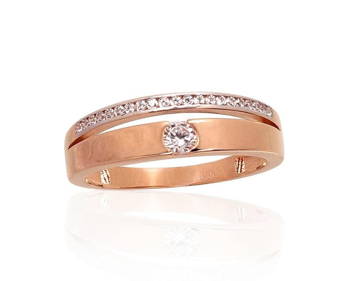 Kuldsõrmus #1100928(Au-R+PRh-W)_CZ, Punane Kuld 585°, roodium (kate) , Tsirkonid - Premiumkellad