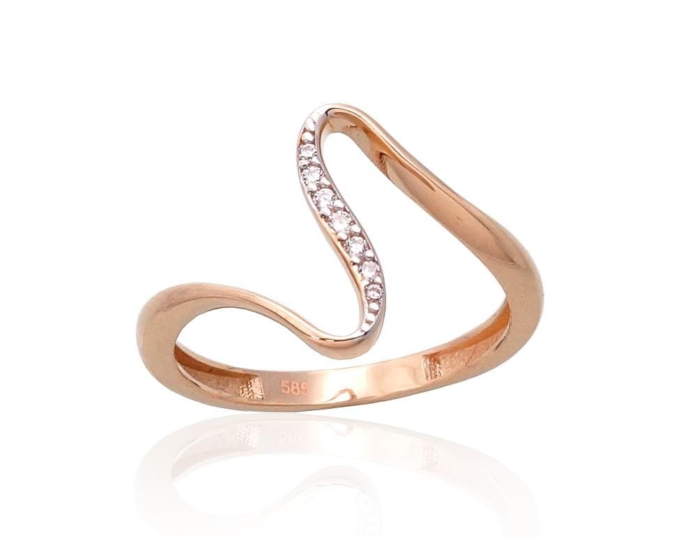 Kuldsõrmus #1100984(Au-R+PRh-W)_CZ, Punane Kuld 585°, roodium (kate) , Tsirkonid - Premiumkellad