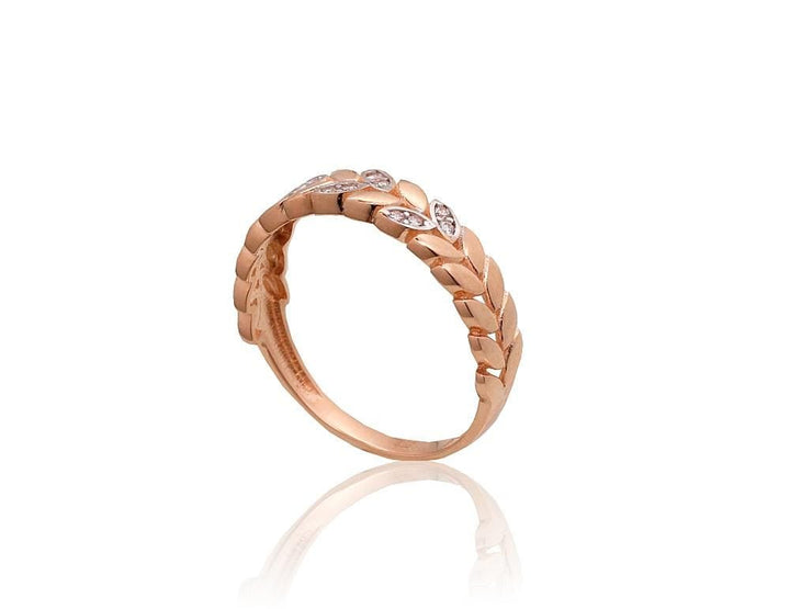 Kuldsõrmus #1101068(Au-R+PRh-W)_CZ, Punane Kuld 585°, roodium (kate) , Tsirkonid - Premiumkellad