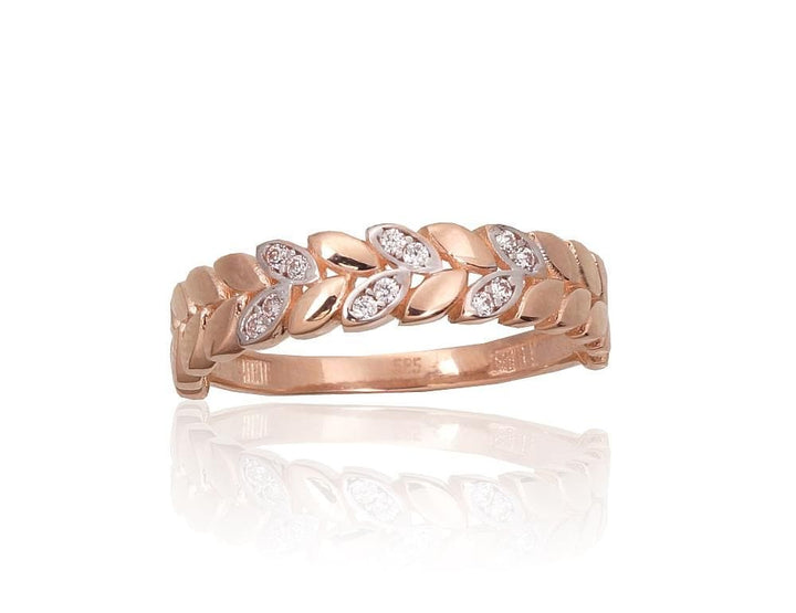 Kuldsõrmus #1101068(Au-R+PRh-W)_CZ, Punane Kuld 585°, roodium (kate) , Tsirkonid - Premiumkellad