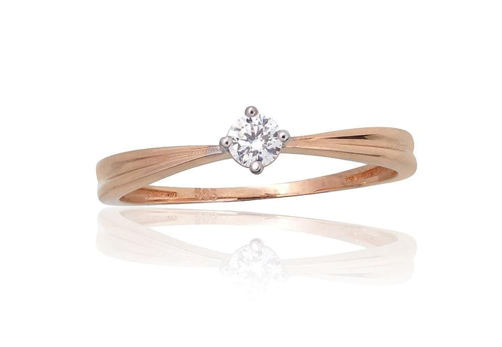 Kuldsõrmus #1101092(Au-R+PRh-W)_CZ, Punane Kuld 585°, roodium (kate) , Tsirkonid - Premiumkellad