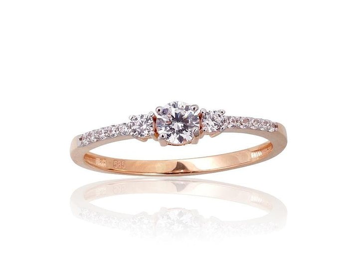 Kuldsõrmus #1101132(Au-R+PRh-W)_CZ, Punane Kuld 585°, roodium (kate) , Tsirkonid - Premiumkellad