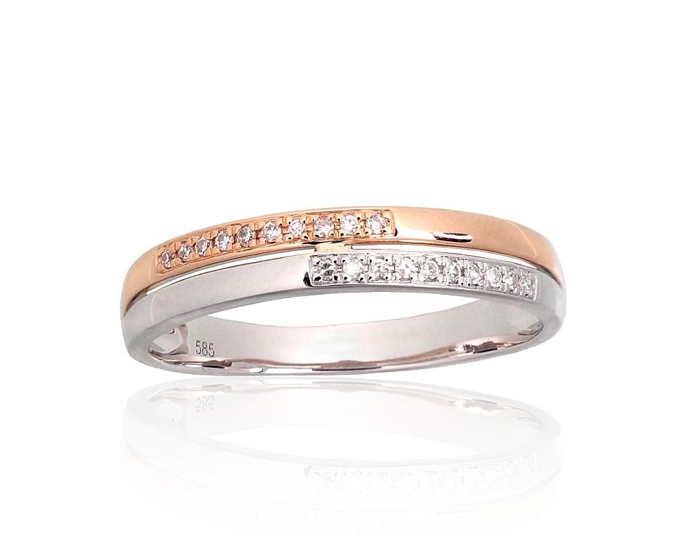 Kuldsõrmus #1101143(Au-R+Au-W)_DI, Valge/Punane Kuld 585°, Briljant - Premiumkellad