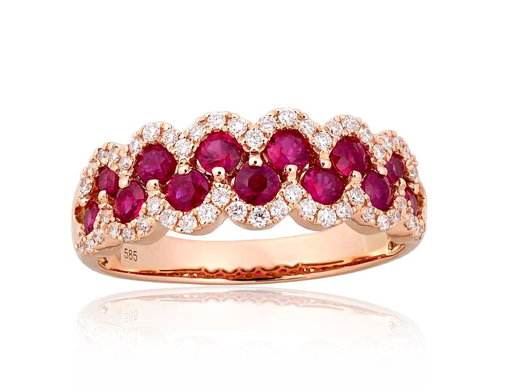Kuldsõrmus #1101146(Au-R)_DI+RB, Punane Kuld 585°, Briljant , Rubiin - Premiumkellad