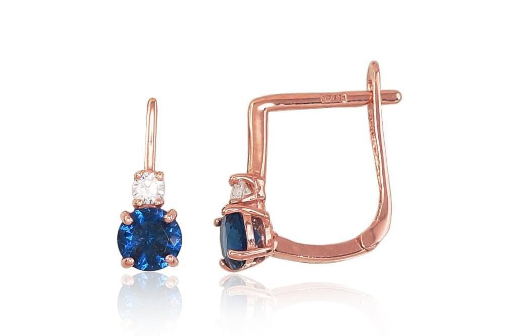 'Inglise' sulguriga kullast kõrvarõngad #1200496(Au-R)_CZ+CZ-B, Punane Kuld 585°, Tsirkonid - Premiumkellad