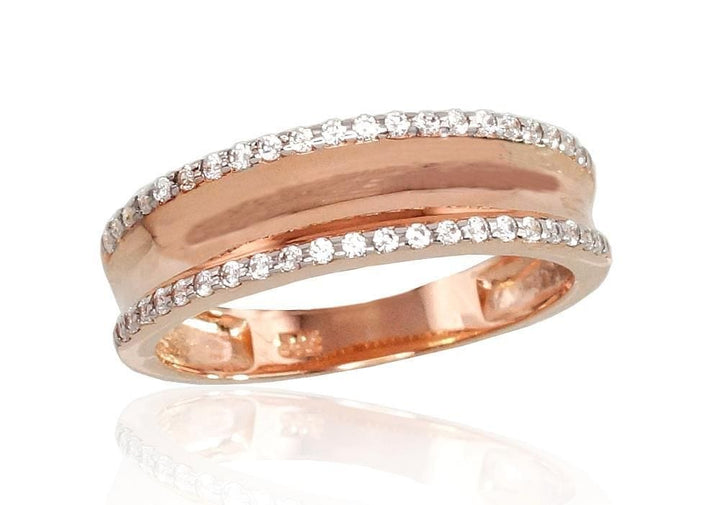 Kuldsõrmus #1100464(Au-R+PRh-W)_CZ, Punane Kuld 585°, roodium (kate) , Tsirkonid - Premiumkellad