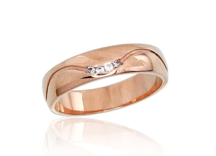 Kullast abielusõrmus #1100543(Au-R)_CZ, Punane Kuld 585°, Tsirkonid - Premiumkellad