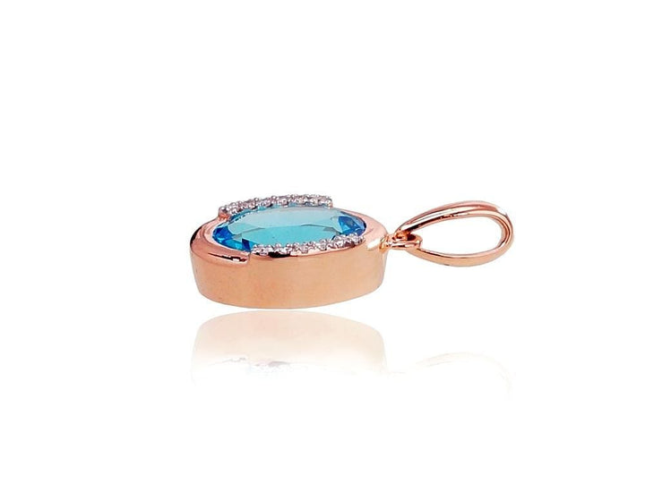 Kuldripats #1300413(Au-R+PRh-W)_DI+TZB, Punane Kuld 585°, roodium (kate) , Briljant , Sinine topaas - Premiumkellad