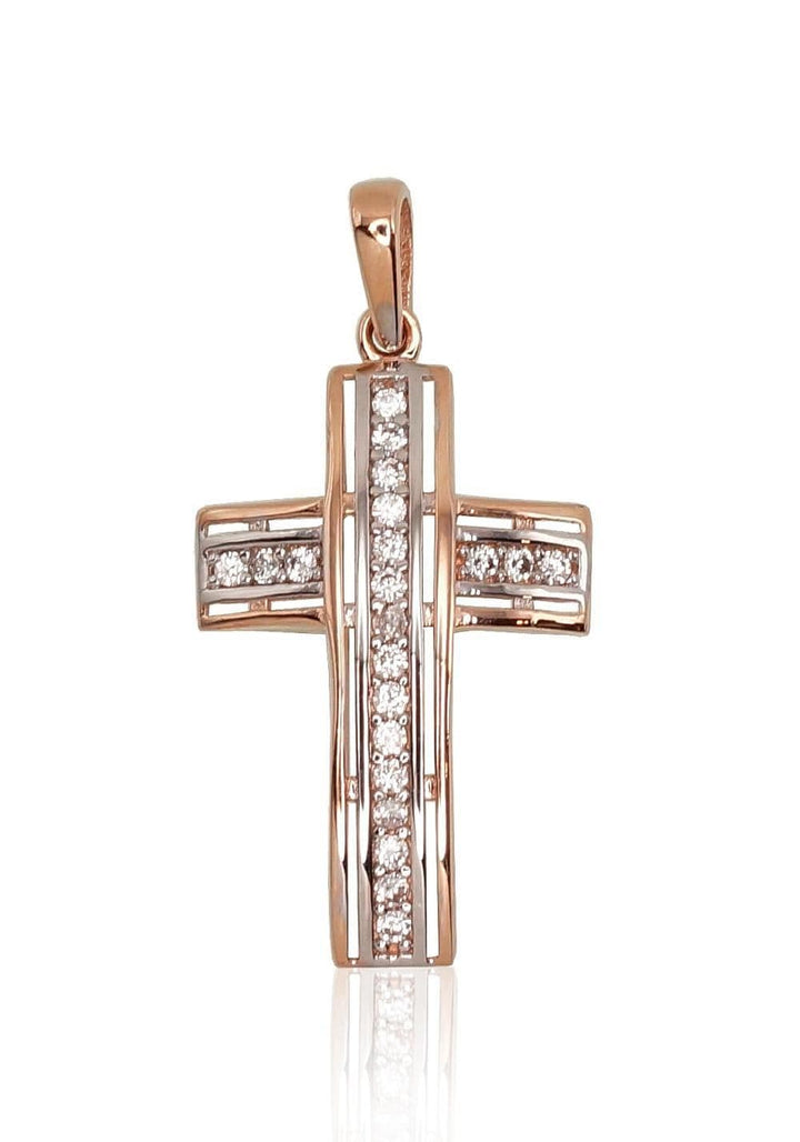 Kuldripats #1300491(Au-R+PRh-W)_CZ, Punane Kuld 585°, roodium (kate) , Tsirkonid - Premiumkellad